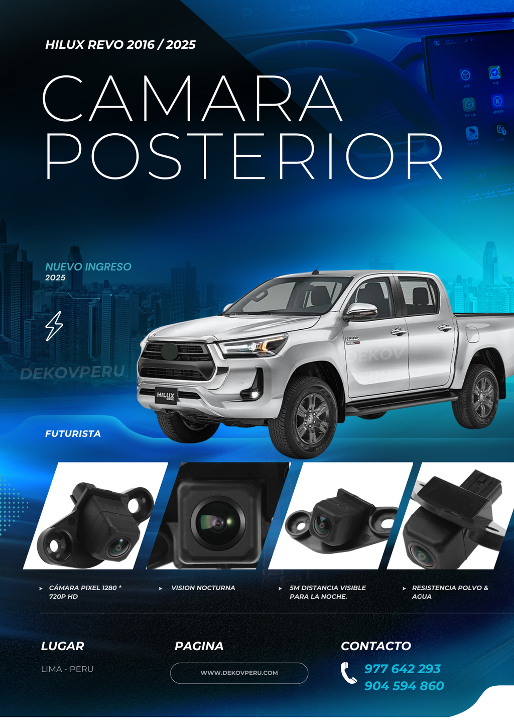 CAMARA POSTERIOR PARA HILUX REVO 2016 +